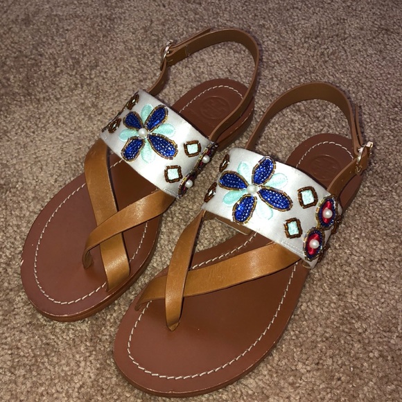 tory burch beaded sandals